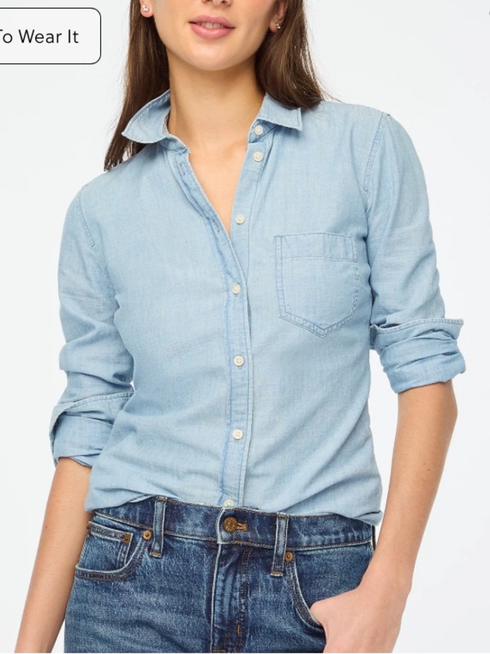 NWT J. Crew Light Blue Denim Button-Down Shirt